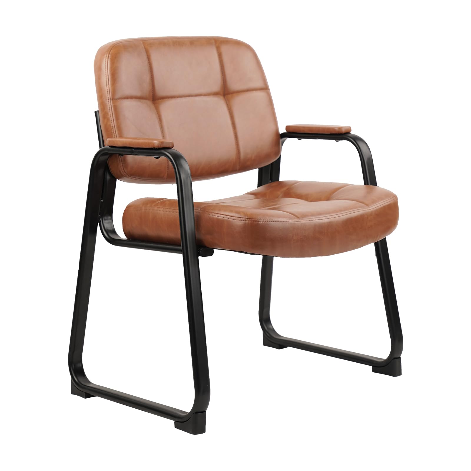 CLATINA Big & Tall 500 lb Waiting Room Chairs with Padded Armrests and Sled Base, Leather Stationary No Wheels Office Guest Chair for Reception Lobby