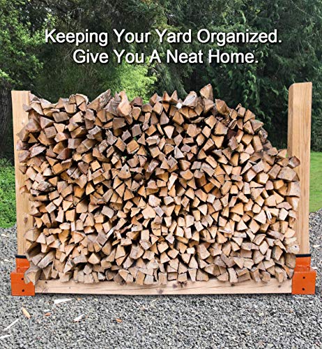 Snugniture Outdoor Firewood Log Storage Rack Bracket Kit, Adjustable Log Rack Holder, Fireplace Wood Storage Holder With Screws, Orange #TOP6