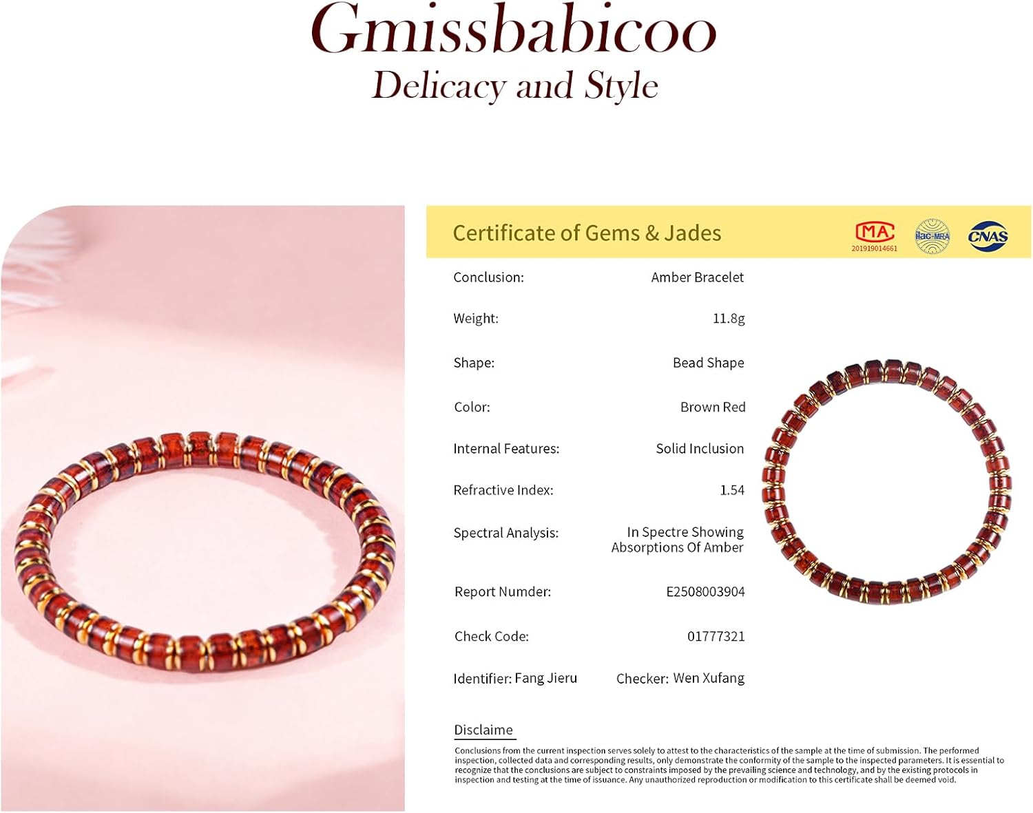 Amber Bracelet for Women Men Natural Blood Red Gold Ambers with 18k Gold Plated Jewelry Handmade Stretch Band Bracelets Fashion Design - Image 6