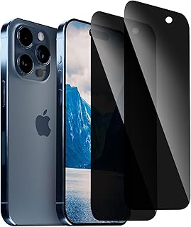 Qoosea [2 Pack] Privacy Screen Protector for iPhone 15 Pro Anti Spy Private Case Friendly 9H Hardness HD Tempered Glass Film Screen Protector for iPhone 15 Pro 6.1 inch 5G