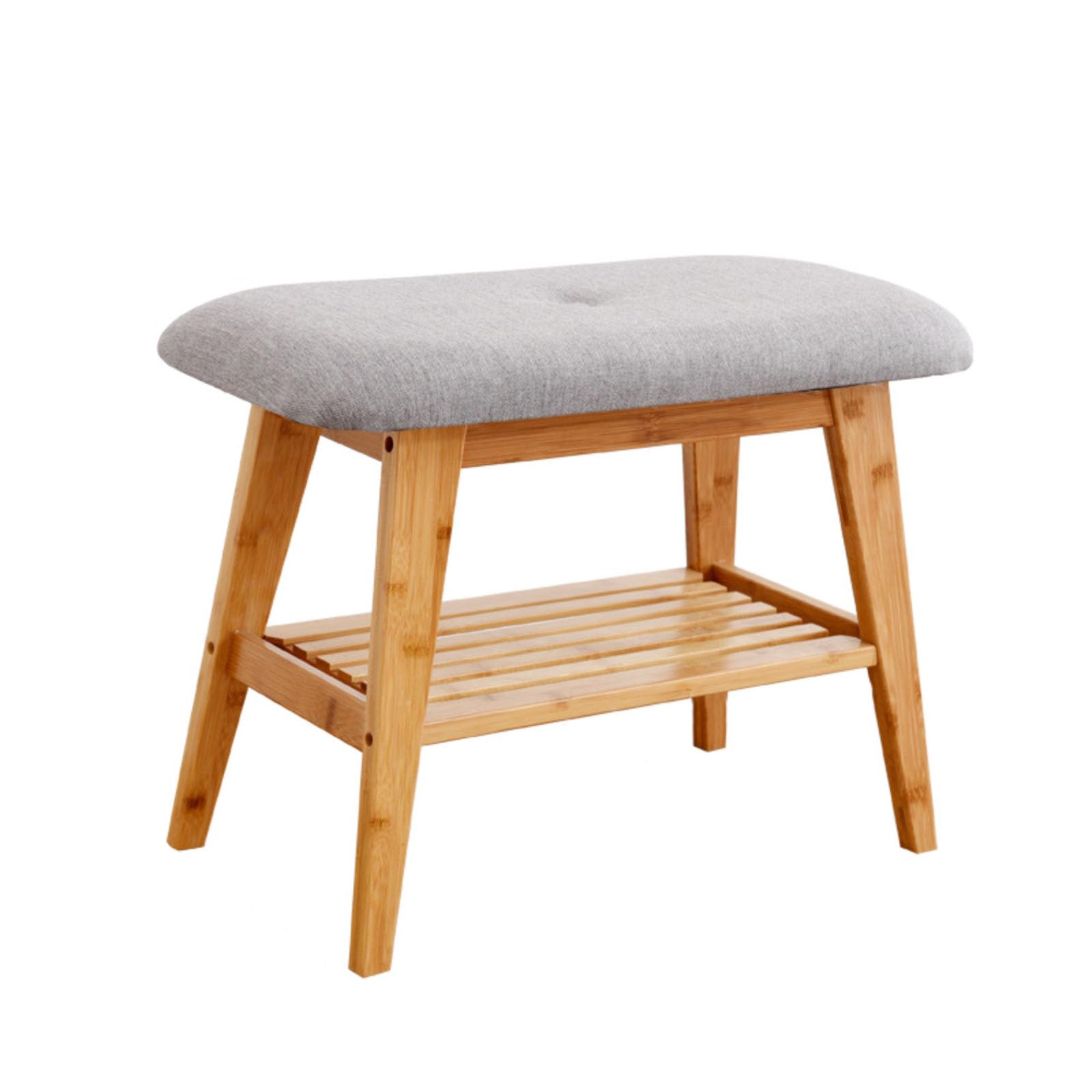Tabouret à langer en bois de 60 cm avec coussin et rangement d'entrée
