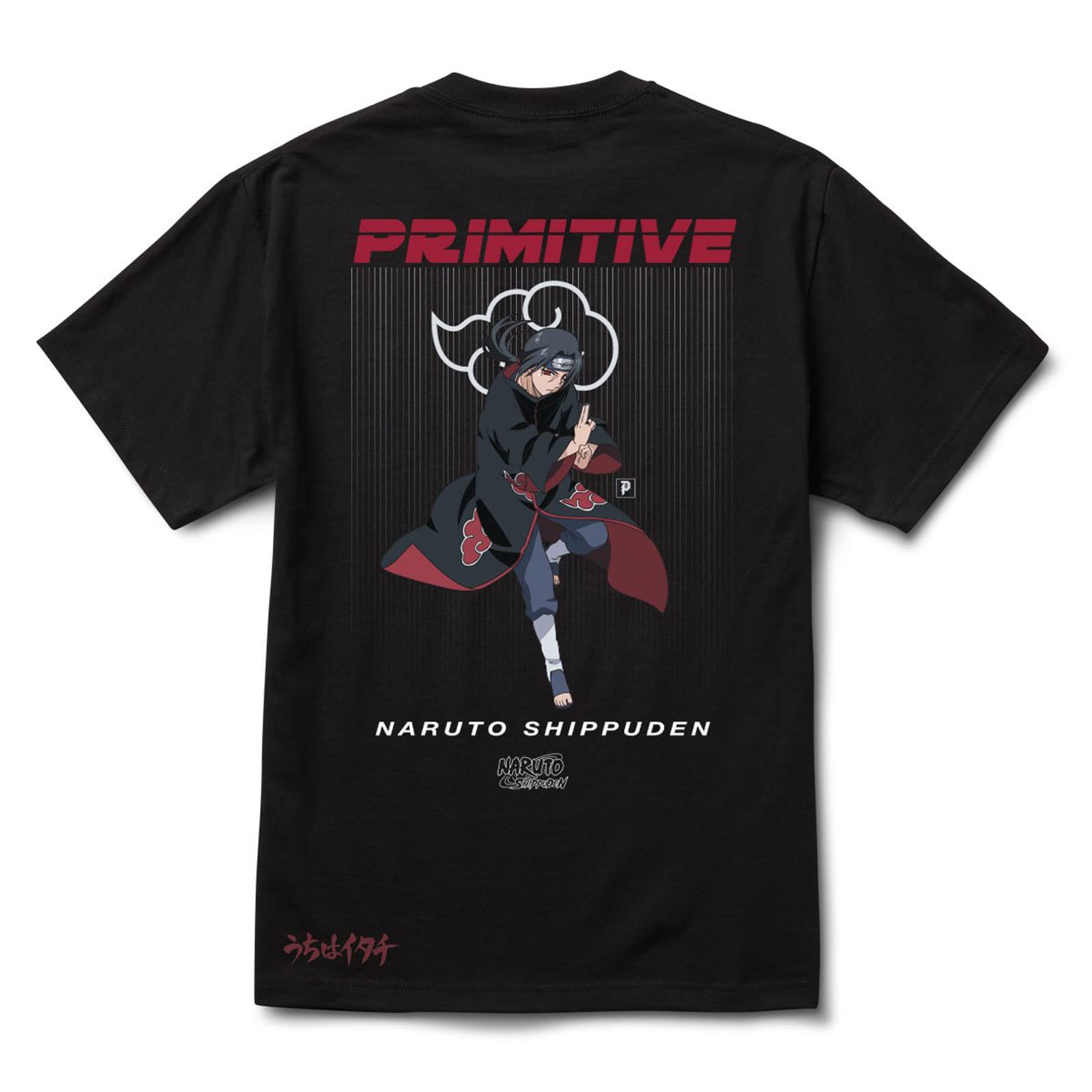 Primitive Skateboardingx Naruto Shippuden Itachi Uchiha Men's Short Sleeve T Shirt Black L