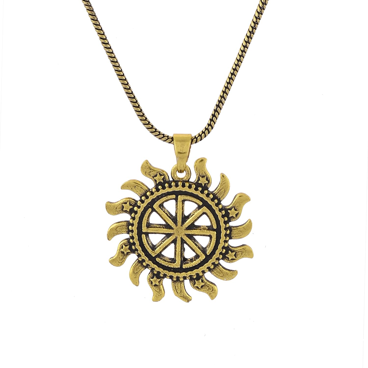 voylla Statement Solar Wheel Gold Oxidised Men’s Pendant,Casual,Trendy,Gift For Mens,Lover,Brother-picture-48