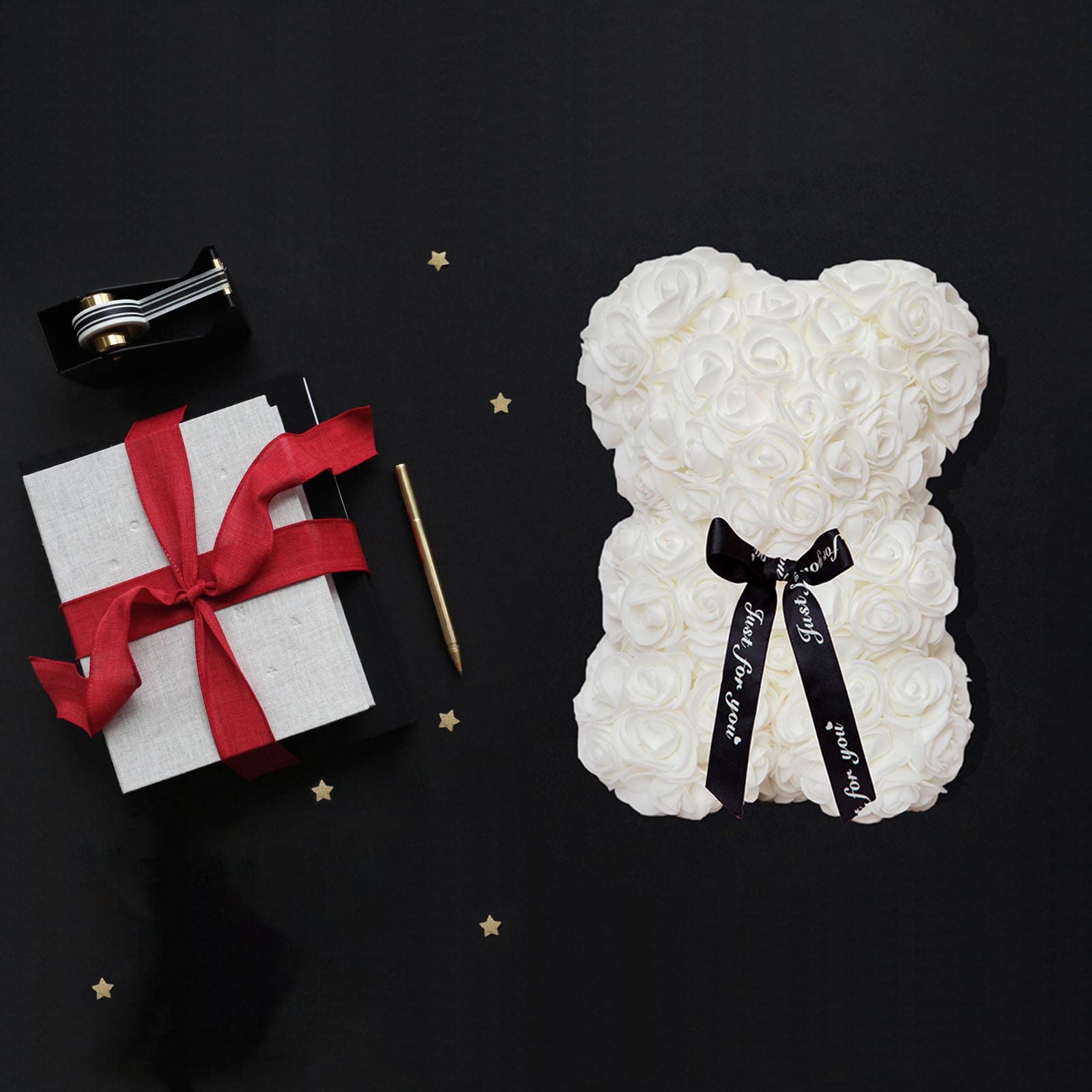 Rose Bear Rose Teddy Bear Bloem Gift Zwart Doos voor