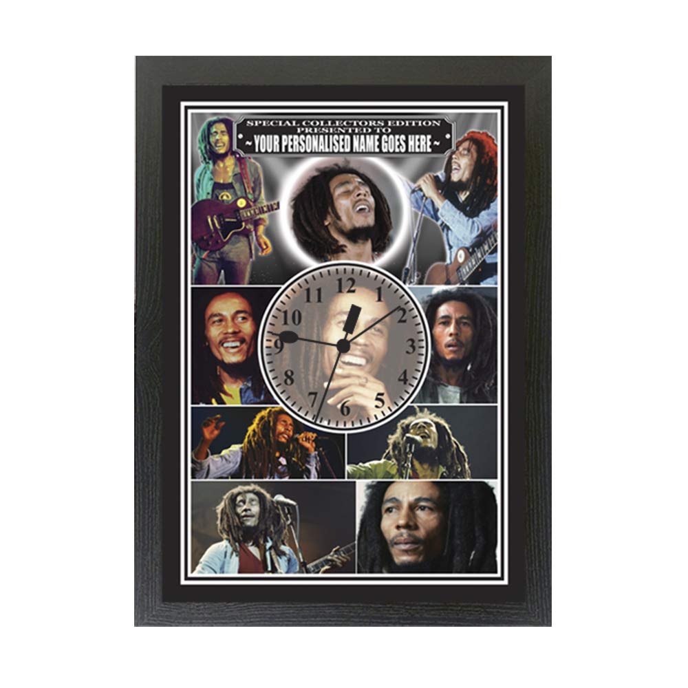 Personalised Gift Products Black Bob Marley Personalised Icon Gift Clock