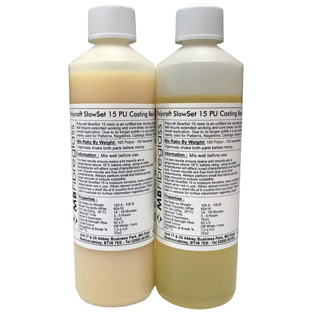 Polycraft ( Mb Fibreglass ) White Polycraft Slowset 15 Paintable Polyurethane Liquid Plastic Casting Resin - 1Kg