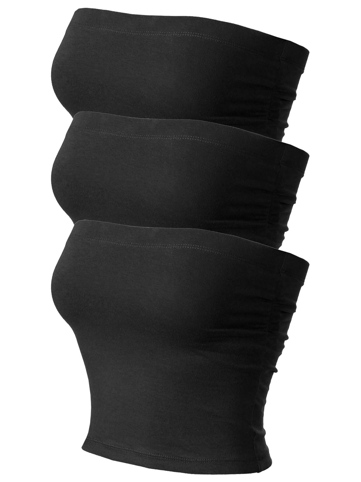 MixMatchy Damski top swobodny, letni, marszczony po bokach, dwuwarstwowy top typu tuba z wbudowanym biustonoszem, 3 sztuki, M