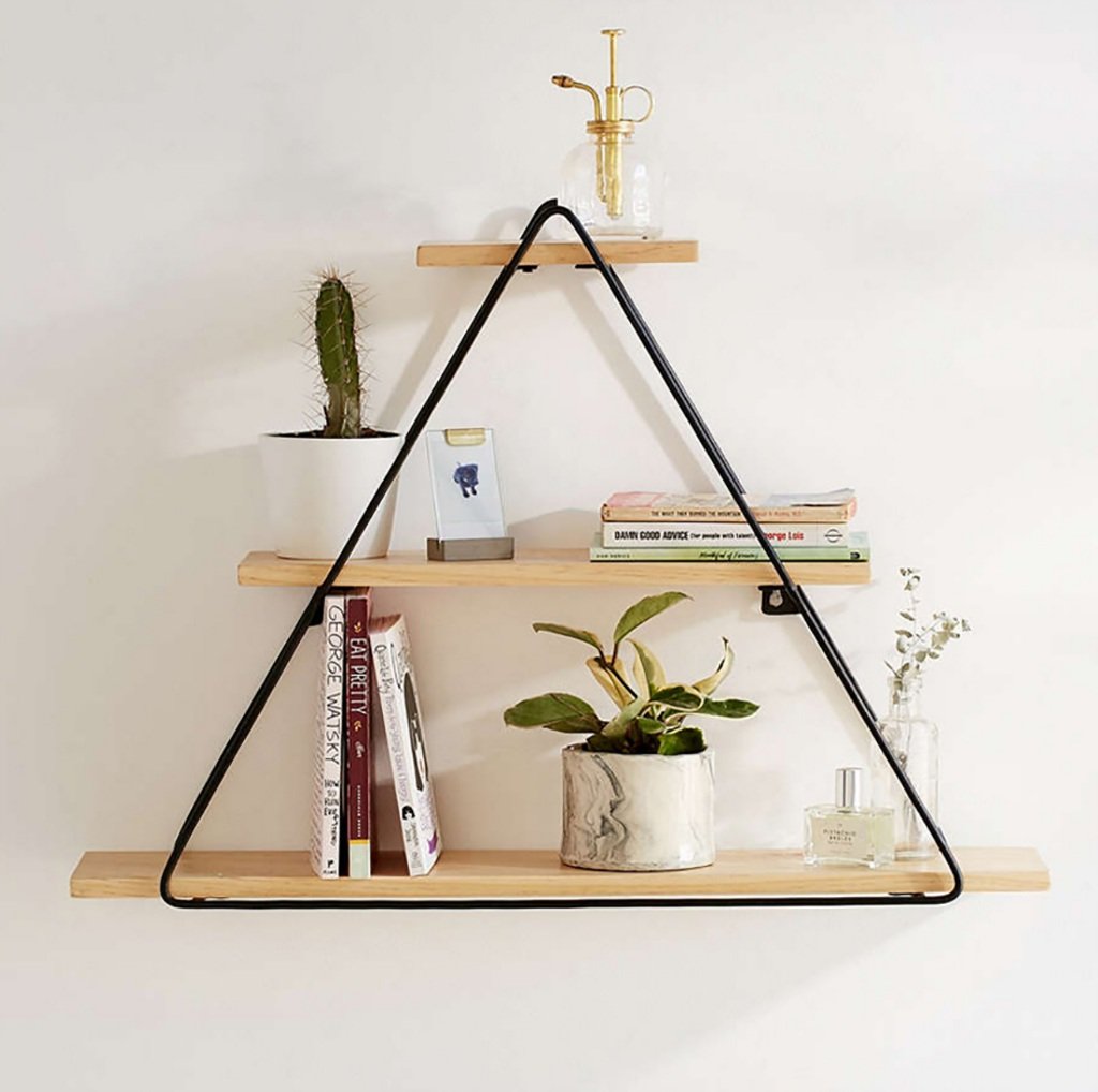 GJ-zsjFloating Shelves Industrial triangular racks Solid wood wall shelves Wall shelves Bars Living room racks Bedroom decorations Wall hangings Storage Decorative Accessories