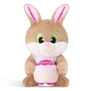 MeYuxg Coniglietto di peluche, 25 cm, peluche con uova, peluche con orecchie pieghevoli, coniglietto di peluche per coccolare e giocare, per ragazze e ragazzi