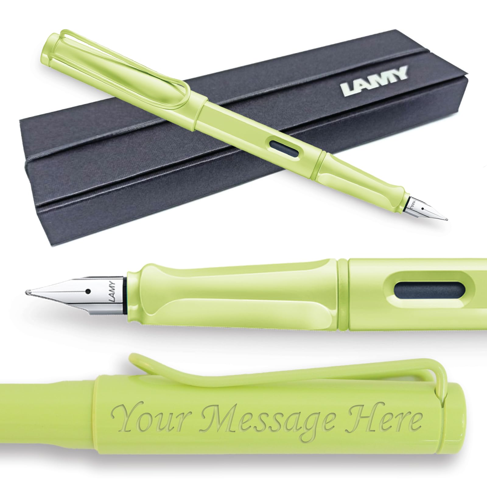 Fountain Pen Lamy Safari - Personalised with Engraving (Italic 1.9mm Nib, Spring Green) — image 1