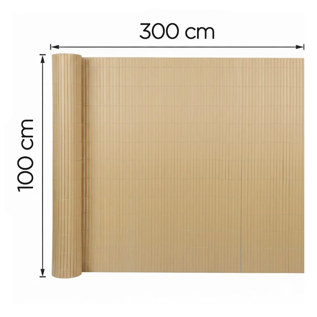 PEGANE Lot de 2 Canisses Brise Vue en PVC Tube Plat,Clôture Protection pour Jardin terasse Balcon Coloris Naturel Bambou - Hauteur 100 x Longueur 300 cm 1700g/m2