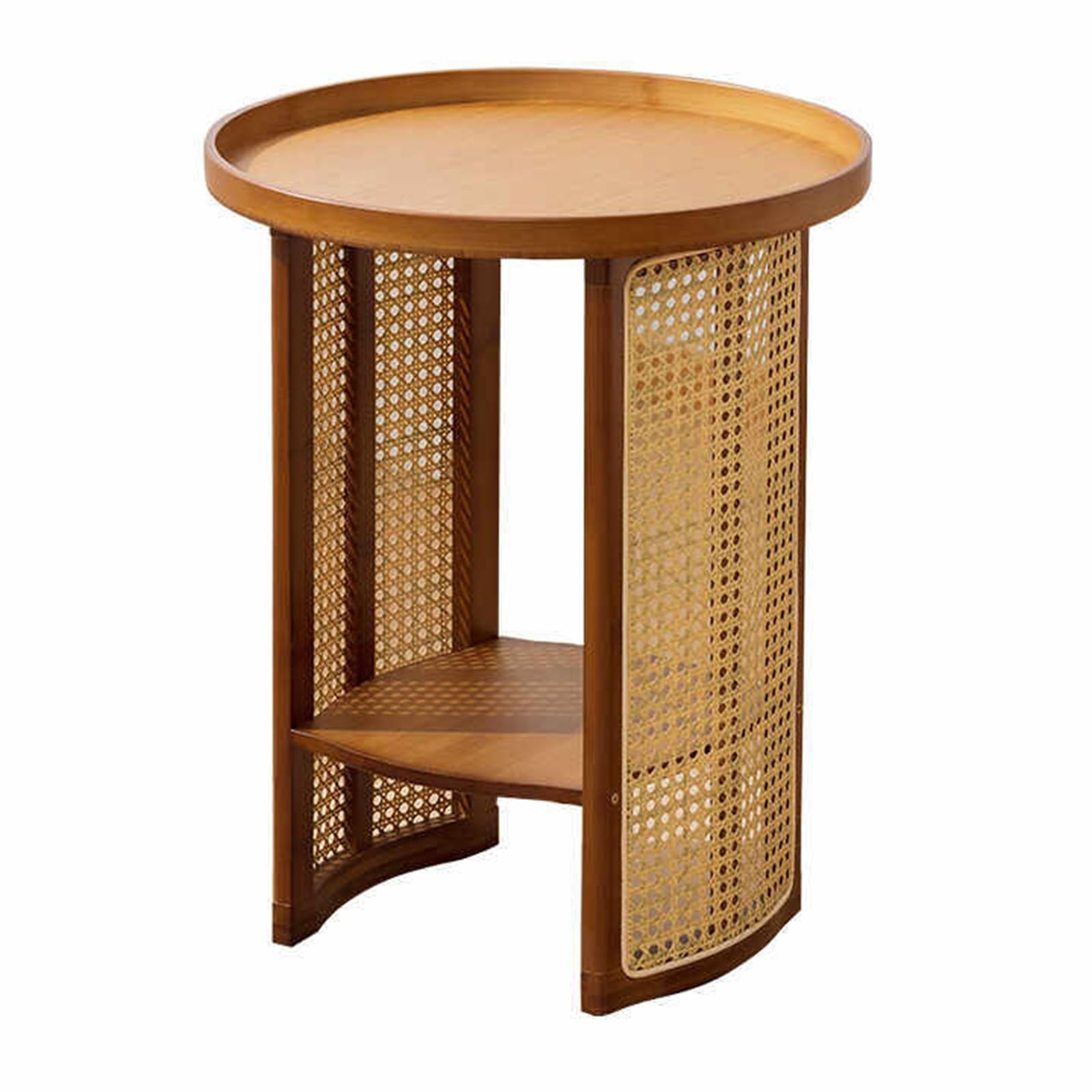 Okrągły, Rattanowy Stolik Kawowy w Stylu Japońskim, Stolik Kawowy z Tatami, Rama z Litego Drewna, Udźwig 80 Kg, do Sypialni i Salonów(Brown,45x56cm/18x22in)