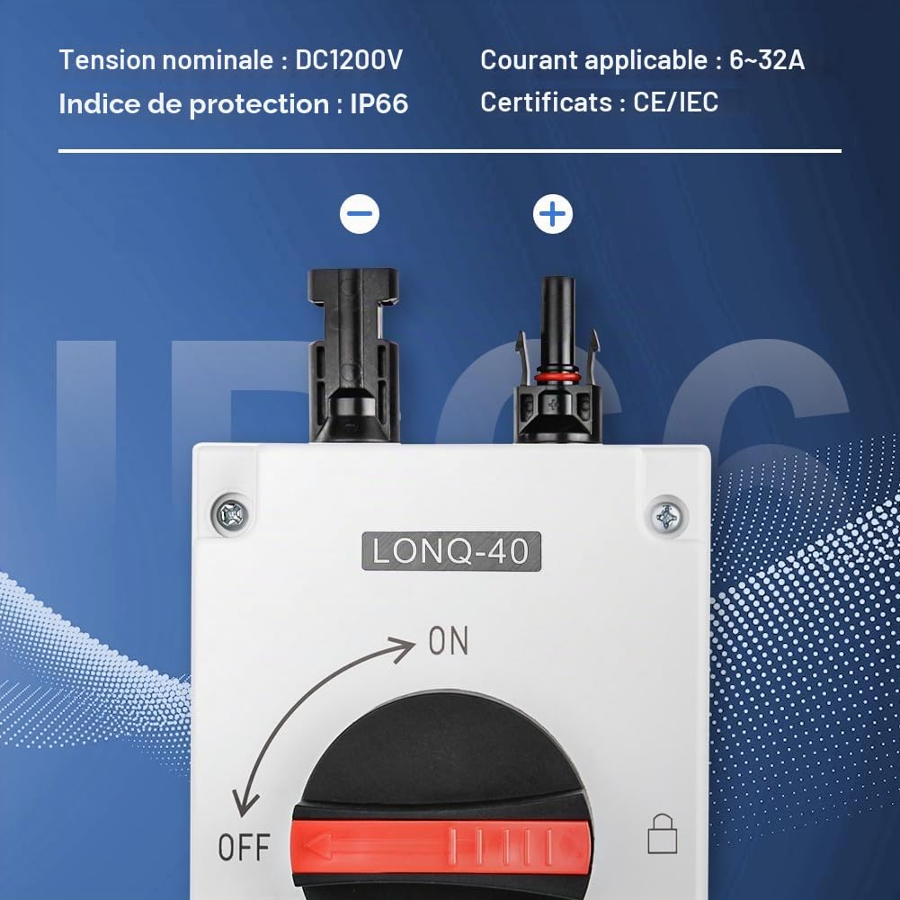 OFFCUP DC isolateur Sectionneur DC 1200V 40A, panneau solaire étanche IP66, disjoncteur miniature UV 746C