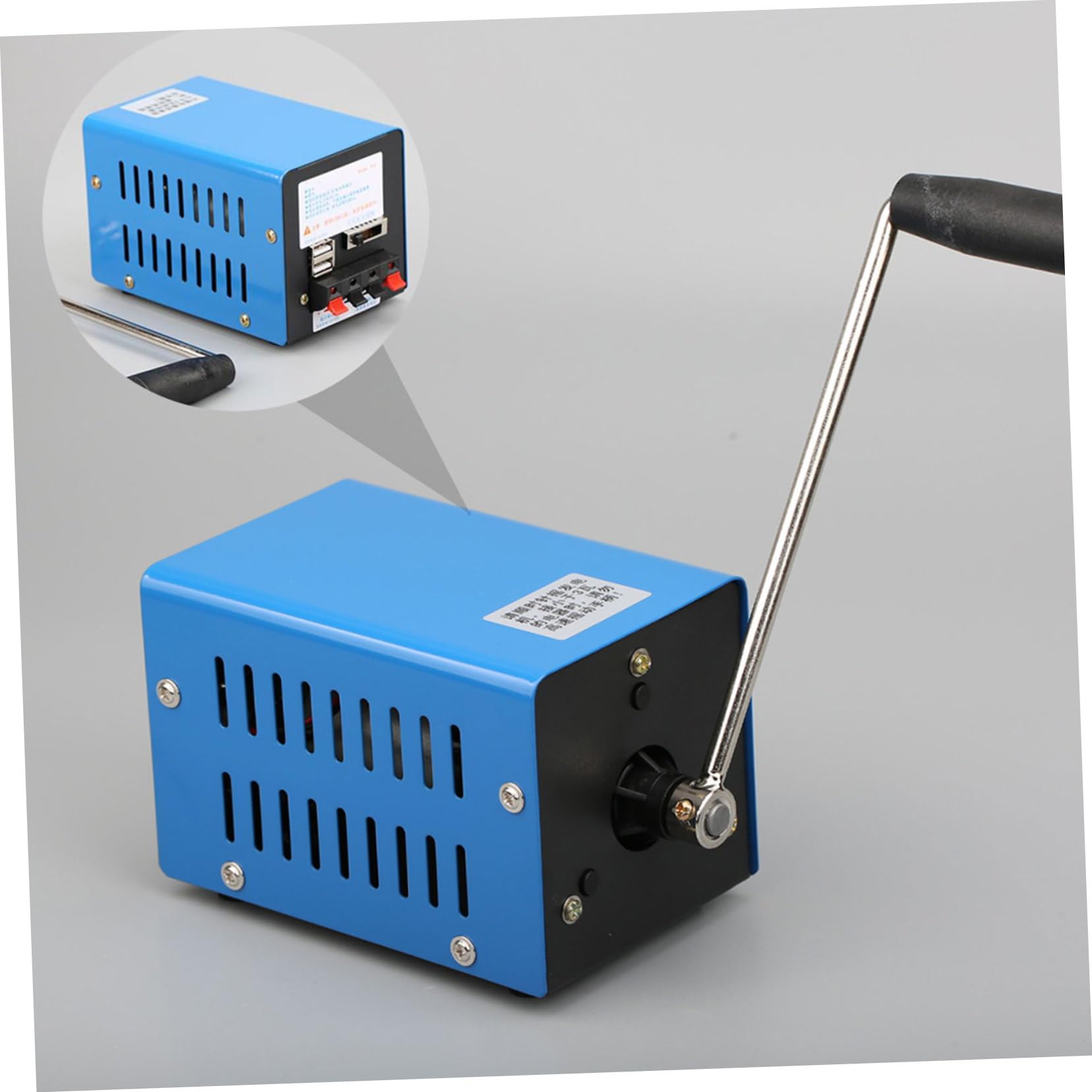 Gadpiparty Generatore a Manovella Portatile USB per Esterni, Caricabatterie Manuale Regolabile Dissipazione Calore, Leggero e Compatto per Campeggio e Emergenze