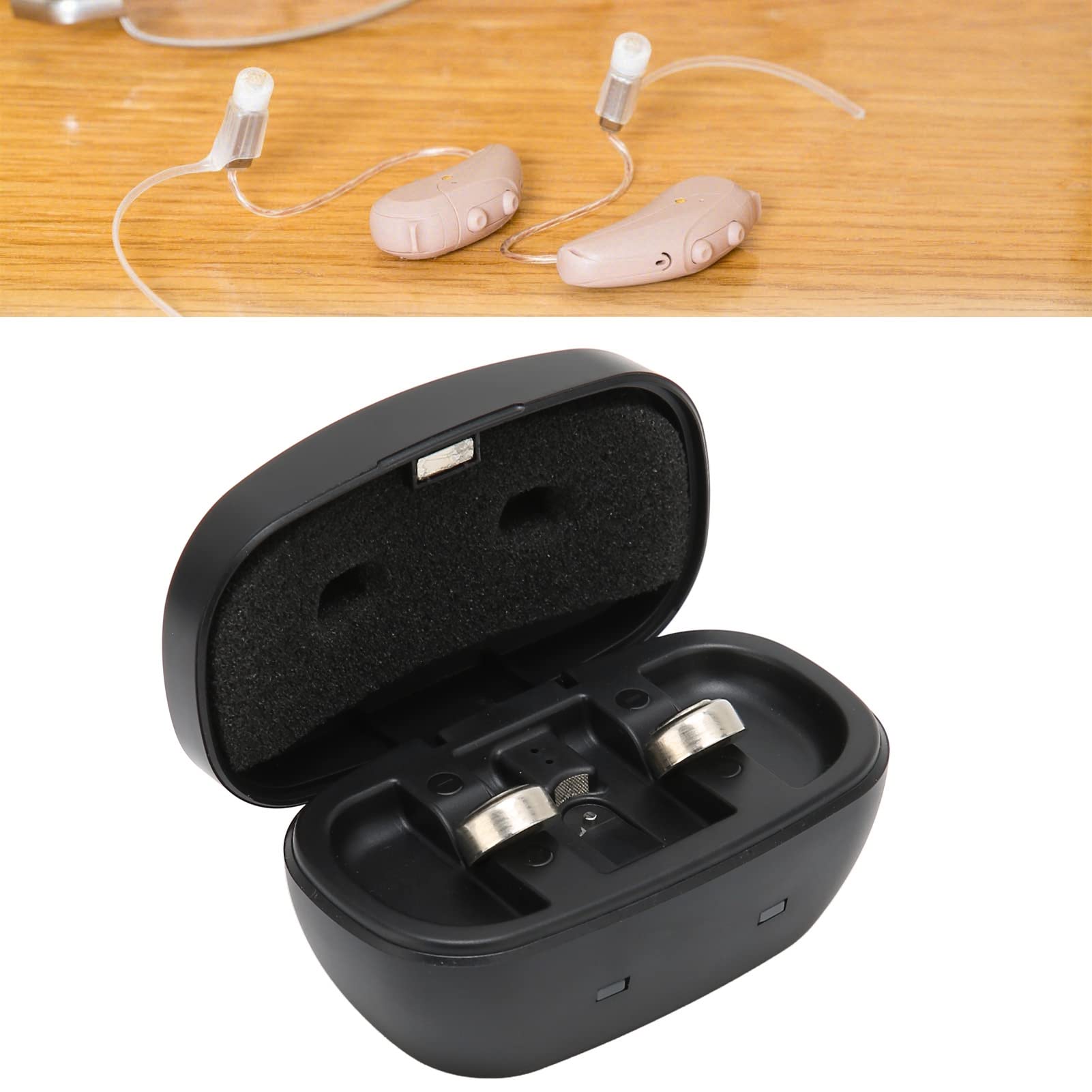 Cryfokt Boîte de Chargement de Piles Bouton A675 Rechargeables par USB, pour Appareils Auditifs, Longue Durée et Portable pour Personnes âgées