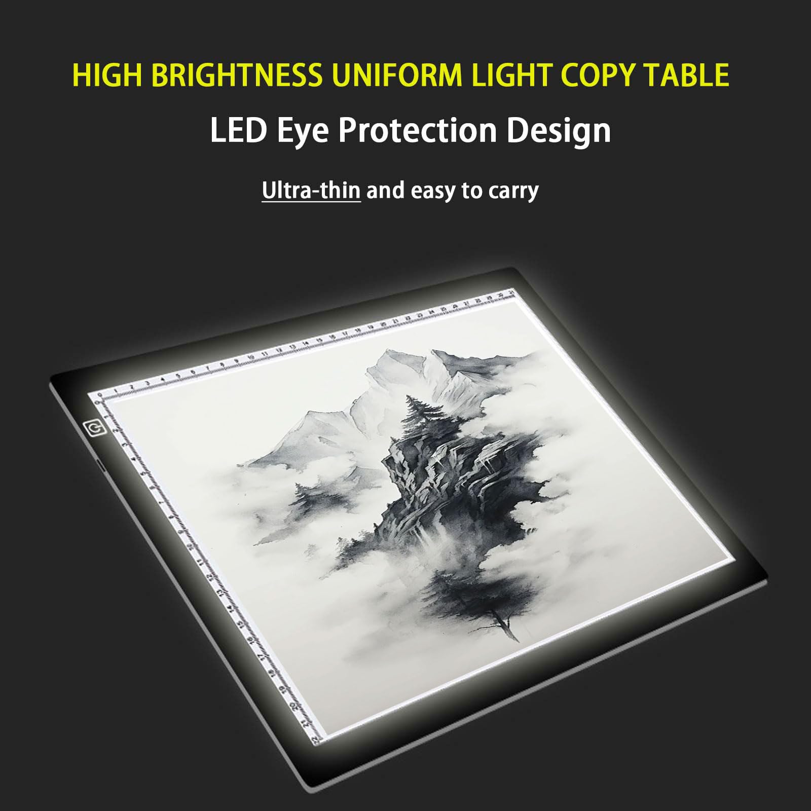 A2 Leuchttisch mit Stempelkissen, A4/A3 Led Licht Pad 3 Stufen stufenlose Dimmhelligkeit, Magnetisch Copy Board Leuchtkasten für Diamond Painting Skizzieren Animation