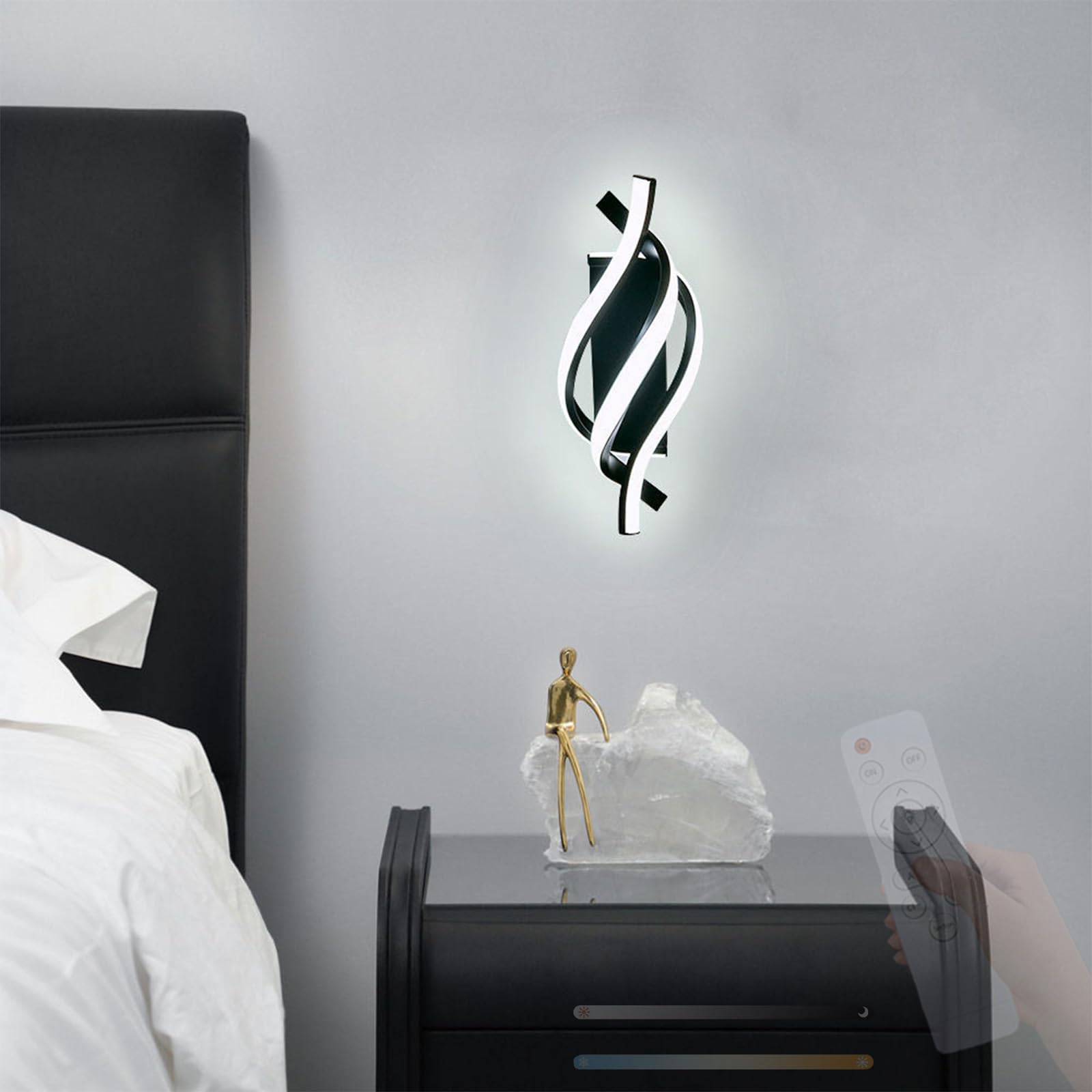 Lámpara de pared lineal para dormitorio con luz espiral regulable de relax 8