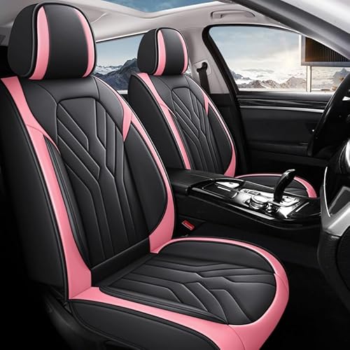 トヨタ ヴォクシー ノア 80系 90系に適用車シートカバー座布団 防水 全天候型汚れ防止 取付簡単 滑り止め 収納便利クッションプロテクター前後席背もたれ耐摩耗性通気ナッパレザー素材(黒ピンク)