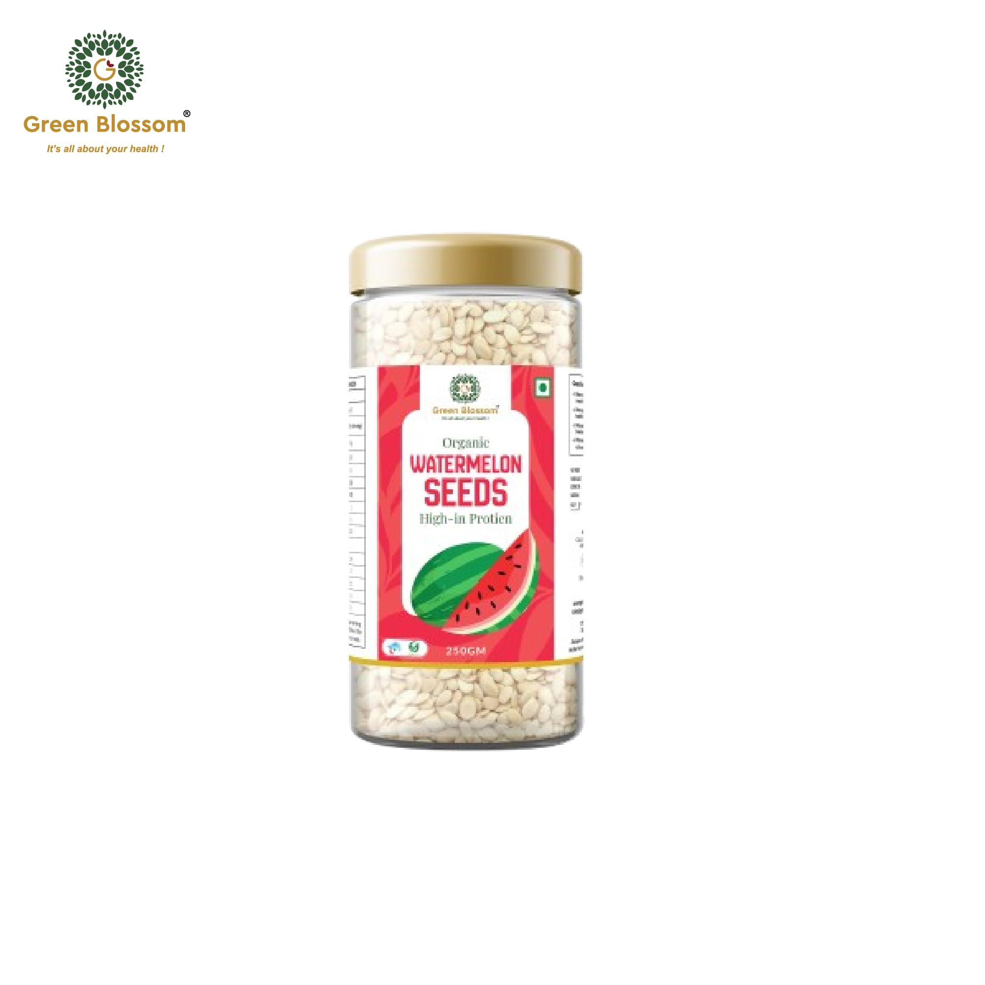 GREEN BLOSSOM Wheatgrass Powder (3 Packs),Organic Chia Seeds 250g AND Organic Watermelon Seeds 250g | COMBO OF 3 1