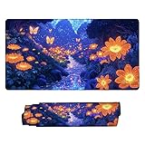 マウスパッド 大型 1000 x 500 x 3mm ゲーミングマウスパッド 防水 デスクマット 滑り止めゴム底 おしゃれ キーボードパッド 快適操作性 ゴム底 洗える 耐洗い表面 耐久性 超高密度繊維 仕事 ゲーム オフィス ホーム用 男性用デスクトップアクセサリー （幻の森) o-590