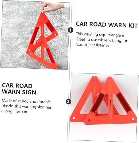 Miniatura 2 de ERINGOGO Car Road Warn Kit 2pcs Plastic Triangle Reflective Signs Sign Set Safety Triangle Kit Reflective Safety for Car