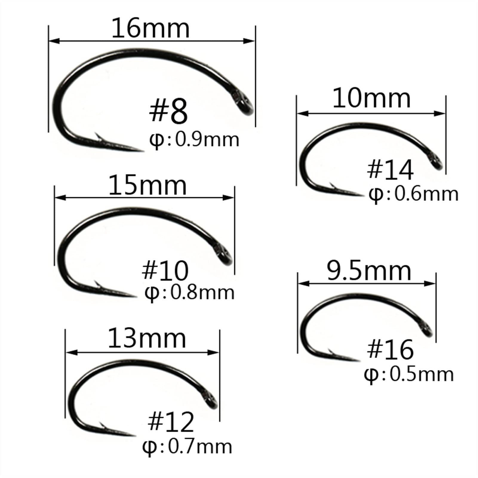 Vis Haken Vishaak 50 Pc's/Pak lange schachtcurve vissen vlieghaak bindende haak stimulator vliegen haak gebronsde maat 8 10 12 14 16 balbed Visserijgereedschapsset Visbenodigdheden (Color : 12, Siz