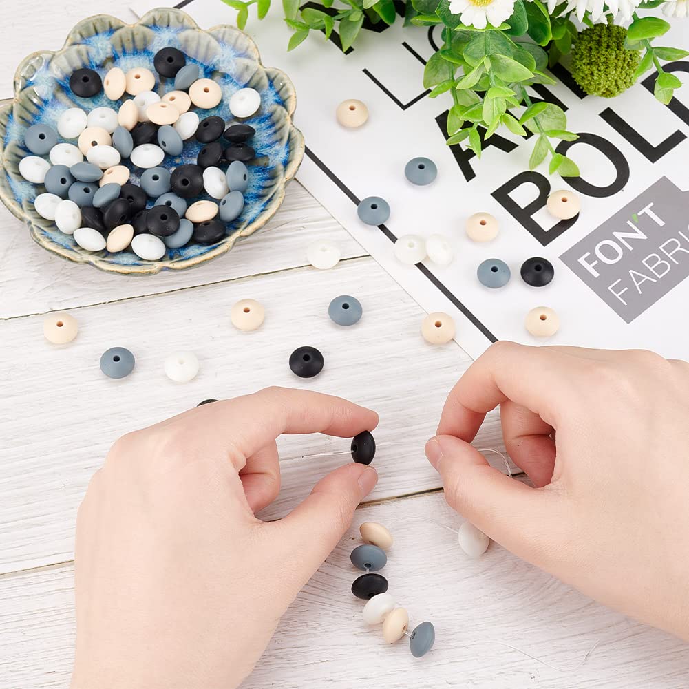 DICOSMETIC 80Pcs 4 Colors Abacus Beads Silicone Bulk Lentil Silicone Loose Beads 2mm Saucer Loose Spacer Beads Colorful Silicone Bead Loose Ball Beads for Keychain Jewelry Making - Image 3