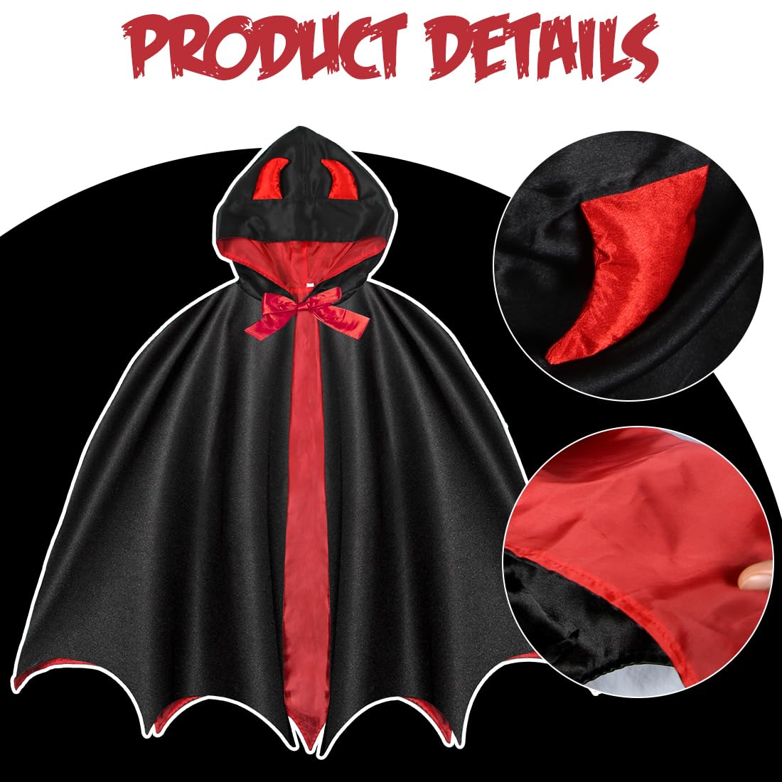 Costume Vampiro Bambino Meleager | Mantello Rosso E Nero Con Denti E Tatuaggi · Halloween