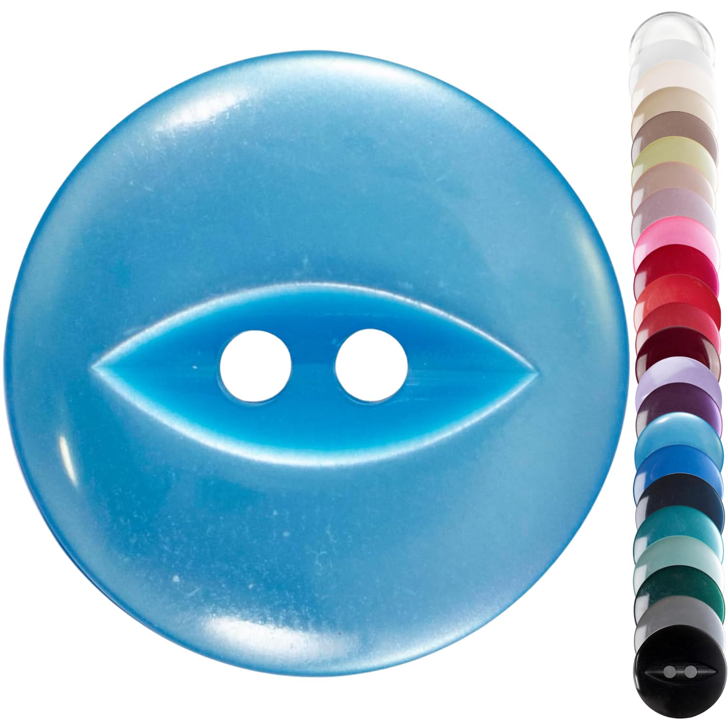 Bright Blue Chunky Cardigan Buttons, 19mm Fish Eye, Pack of 10 Matching