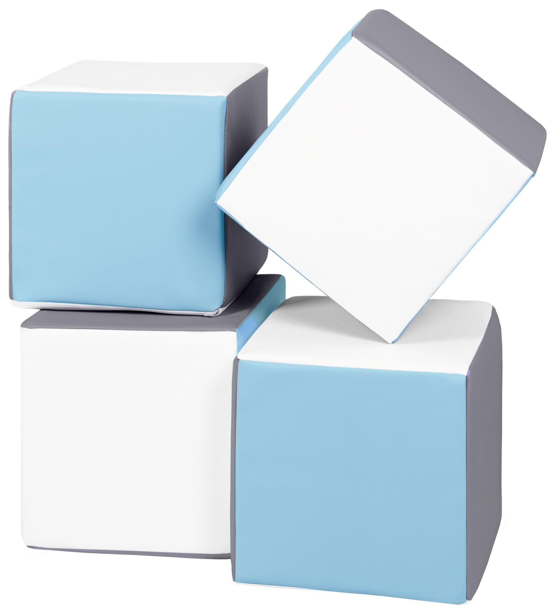 Velinda Soft Play Cubes, 4, soft toy, foam, for kids, stacking (colour: white, baby, grey) — image 1