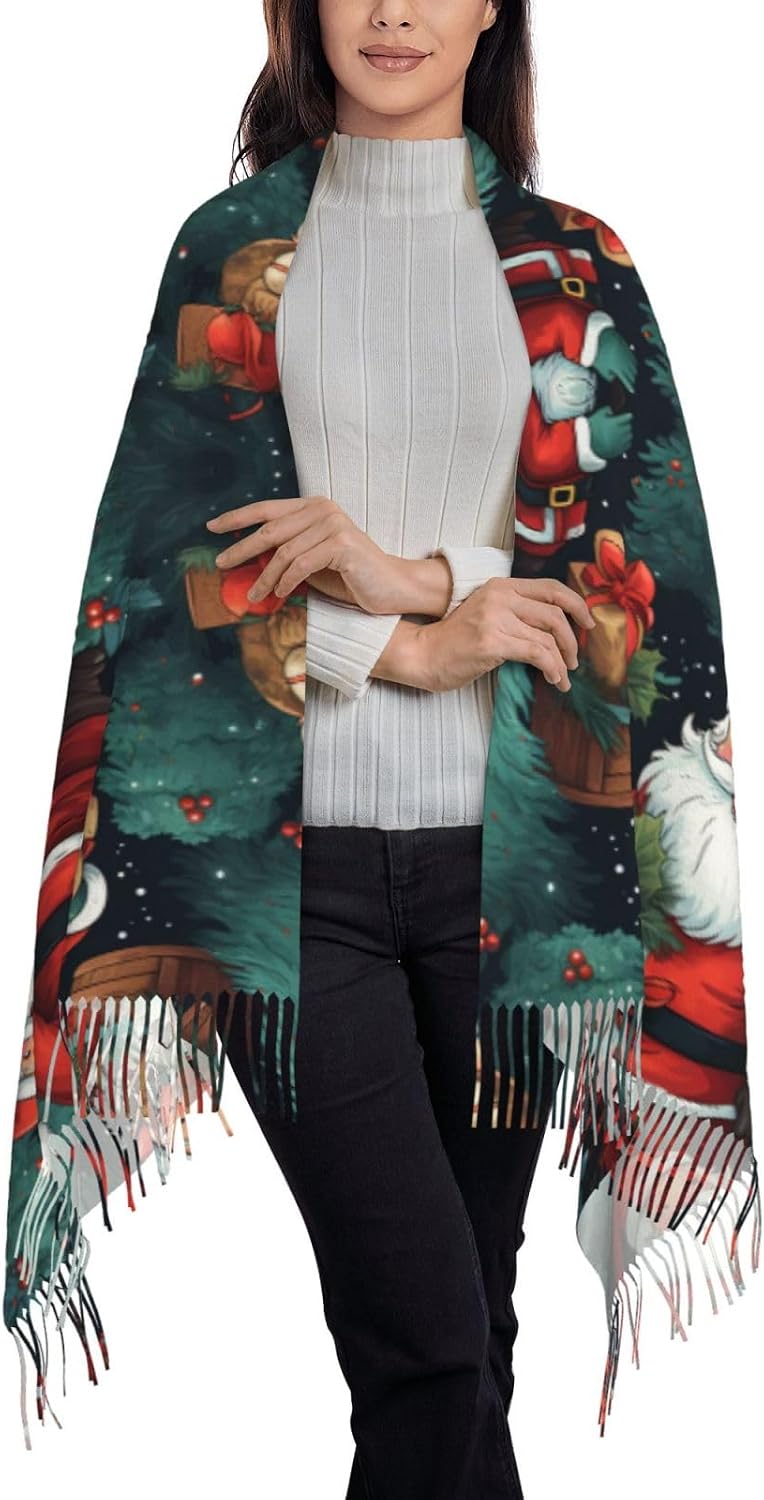 Cute Christmas Man Print Polyester Scarf Breathable Fashion Accessory For Travel And Everyday Wear