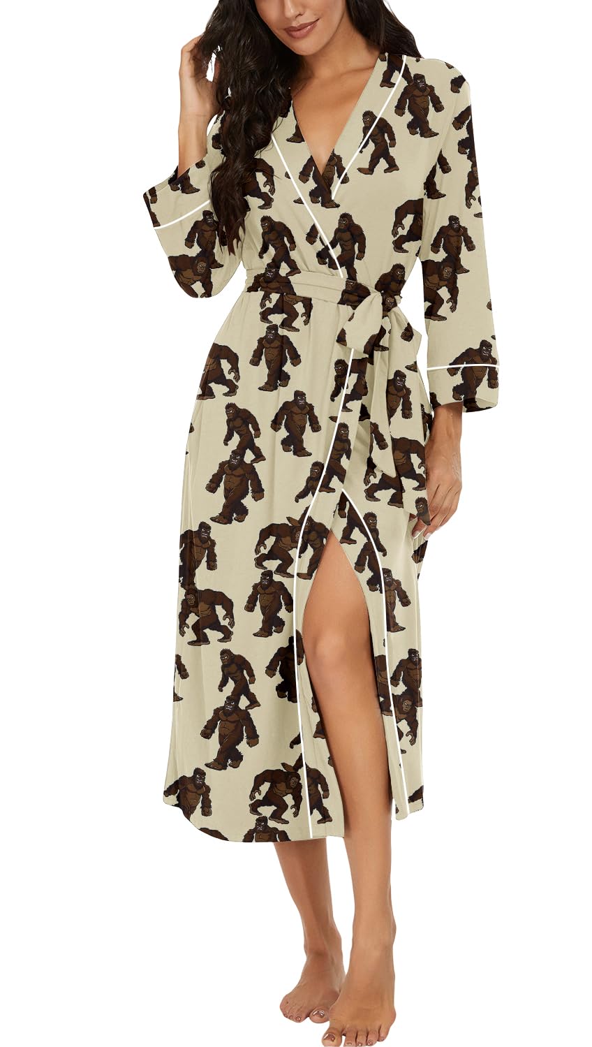 PrinStory Womens Robe Long Kint Bathrobe Lightweight Soft Robes Ladies Bath Robe