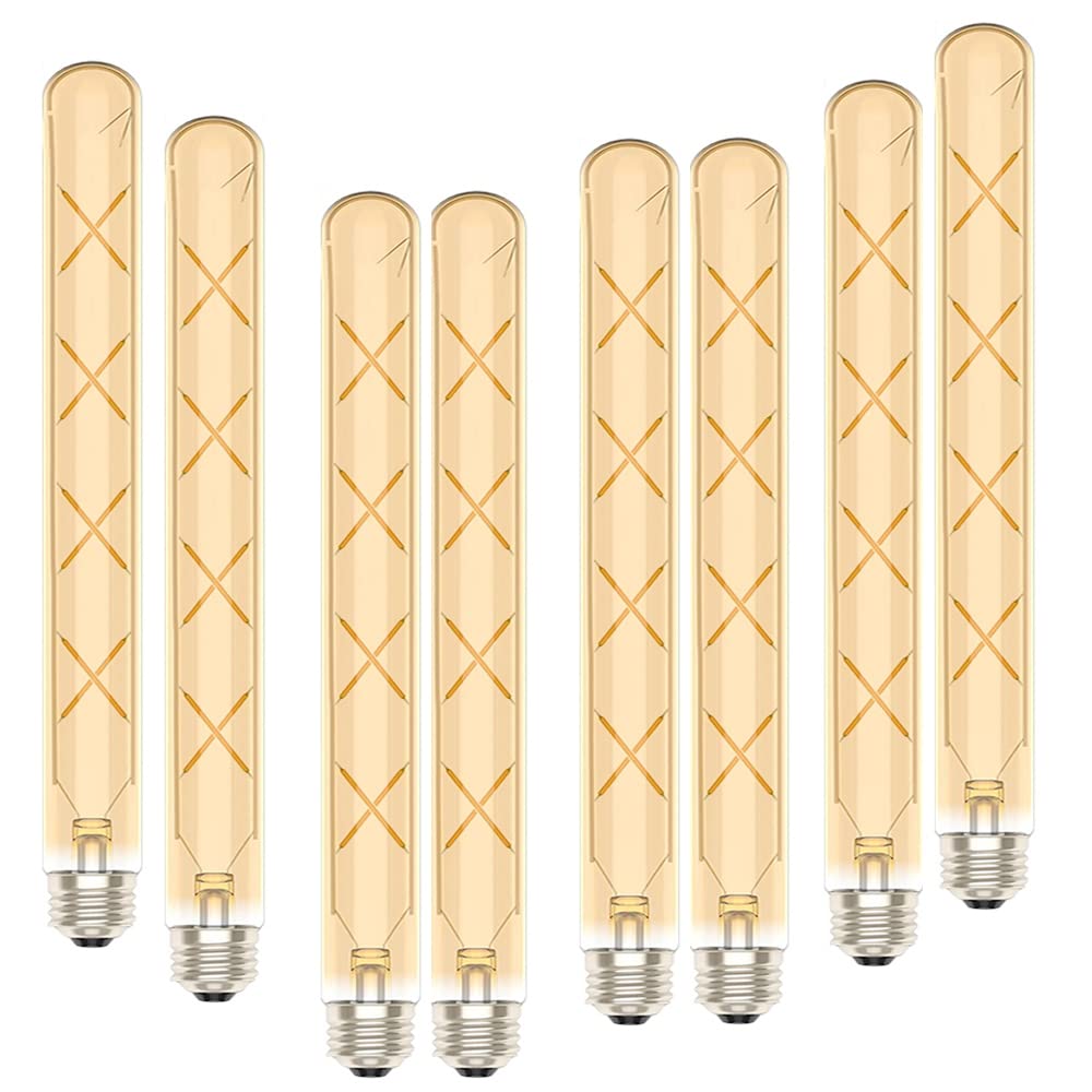 Ruihua 8 Stück E27 Edison Classic Langes Reagenzglas T30 300mm 8W Glühbirne Warmweiß LED Filament Lampe,T300 700LM Braunglas Schraube Lampe Vintage Glühbirne