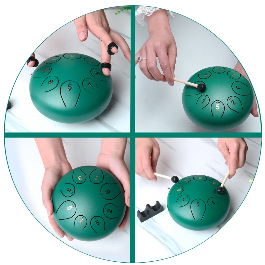 Tamburo Handpan Strumento Tamburo in Acciaio Tamburo Della Lingua Steel Pan Drum 6 Pollici 8 Toni Steel Tongue Drum con 2 Bacchette, Borsa per il Trasporto, per Yoga Meditazione Educazione Musicale