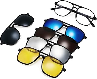 Magnetic Clip on Sunglasses TR90 Frame TAC 5pcs Replacement Lens Set Sunglasses for Men Women B2884