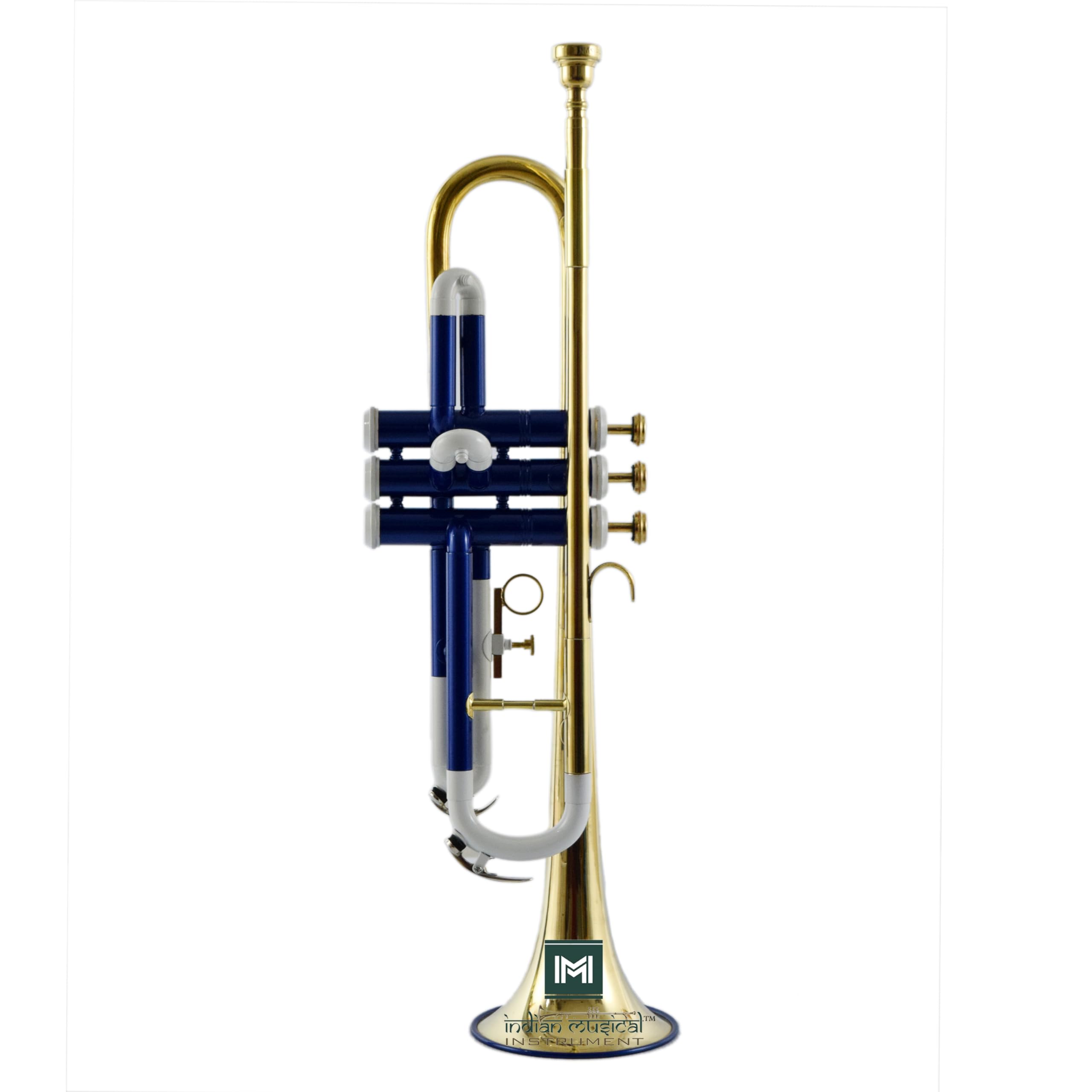 Tromba Bb Pitch con accessori, bocchino e custodia per il trasporto (oro bianco e blu)