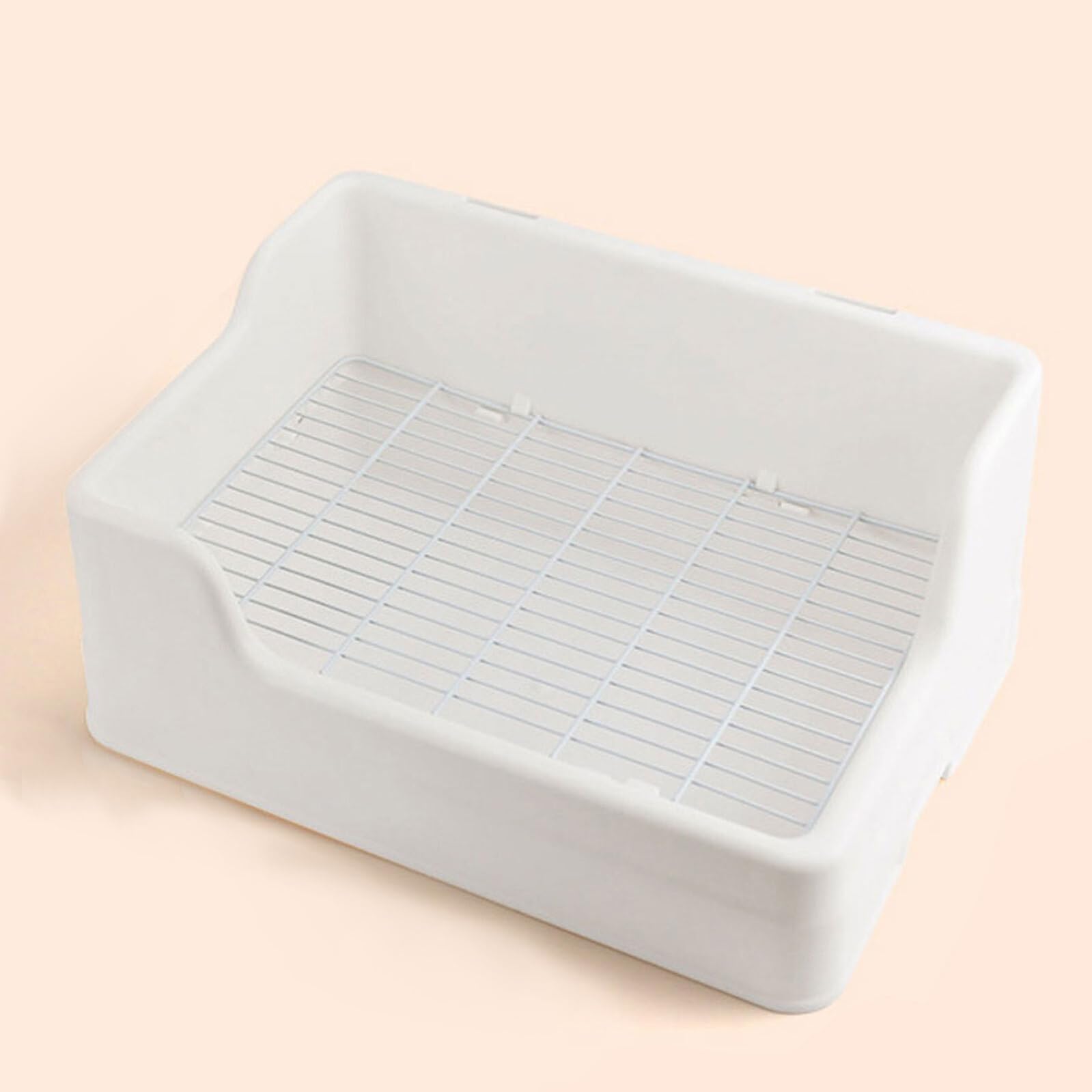 Lettiera per Conigli e Criceti Grande Vasino Bianco in Plastica Facile da Pulire e Riutilizzabile, per Gabbie di Piccoli