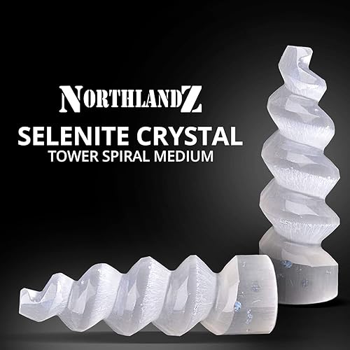 Miniatura 2 de NORTHLANDZ Torre en espiral de cristal de selenita, cristales curativos marroquíes naturales para meditación y alivio de la ansiedad, ideal para