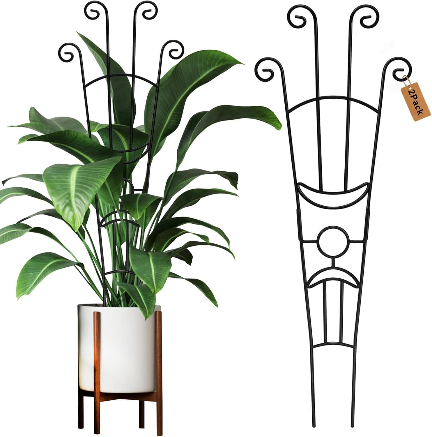 KAHEIGN 2Pcs Metal Plant Trellis for Potted Plant, 83CM Expandable Large Garden Trelli Heavy-Duty Tall Climb Plant Support for Ivy Pothos Hoya Monstera Hoya Flower Vine