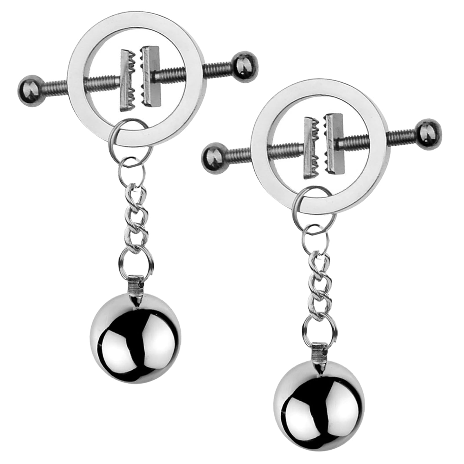 BDSMLOVE Juego de pinzas y estimulador de pezones con bolas de acero con peso, juguetes BDSM, juguetes sexuales eróticos de esclavitud extrema para mujeres y hombres (B)