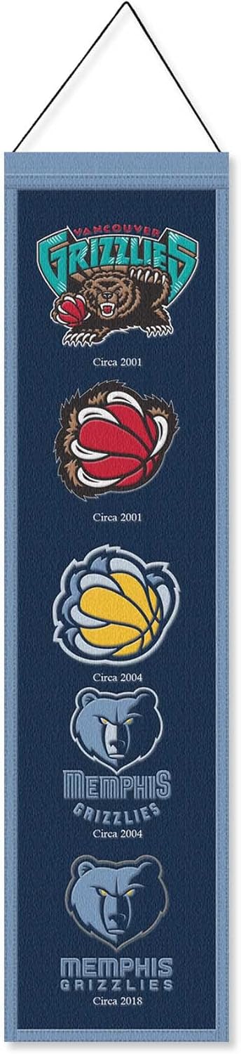 WinCraft Memphis Grizzlies Evolution 8x32 Inch Vertical Wool Embroidered Hanging Banner