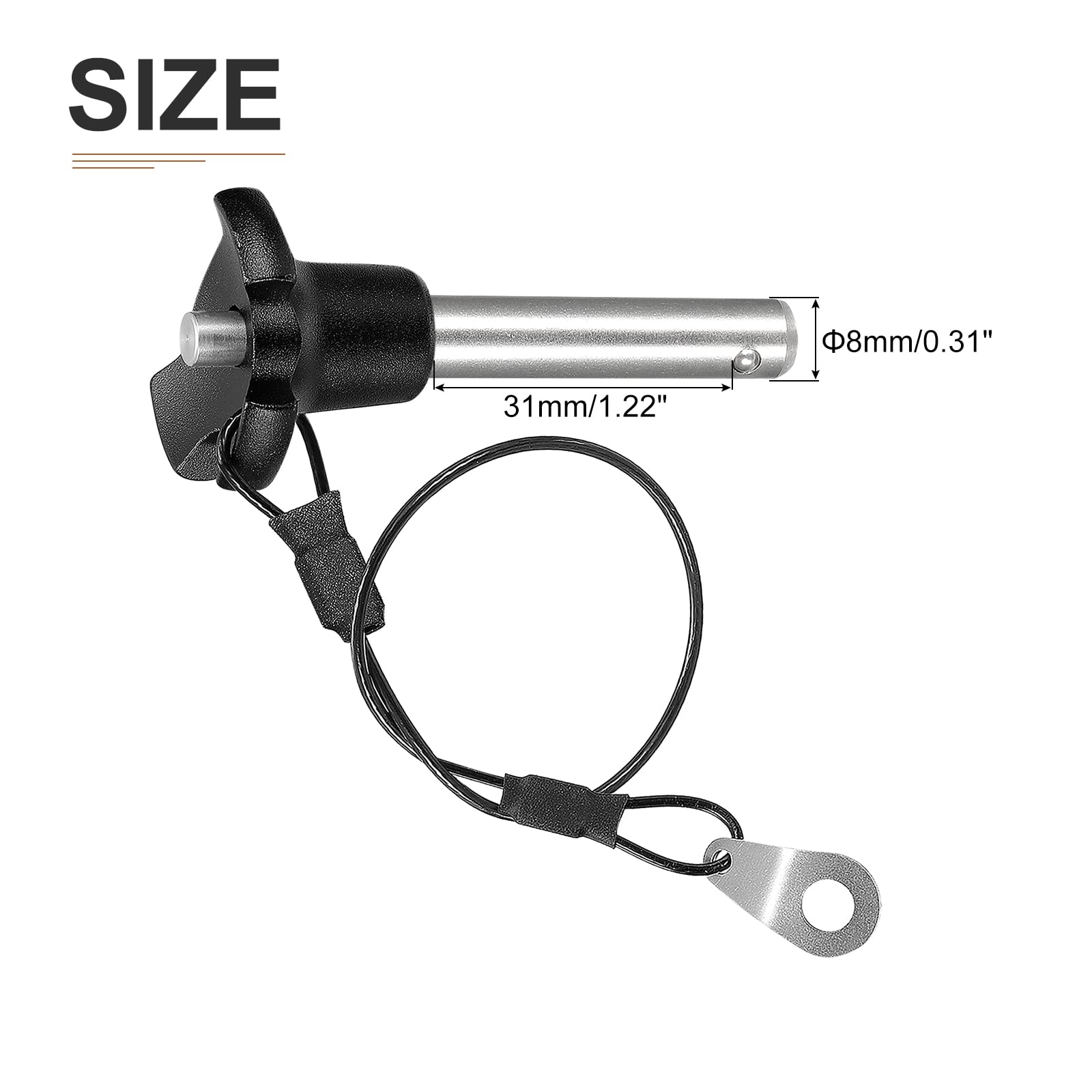 DTGN 8mmx31mm(DxL) Quick Release Pin - Good for Quickly Connecting Hooking Up Components - 304 Stainless Steel Triangular Push-Button Ball Locking Pins with Wire - Silver - Image 2