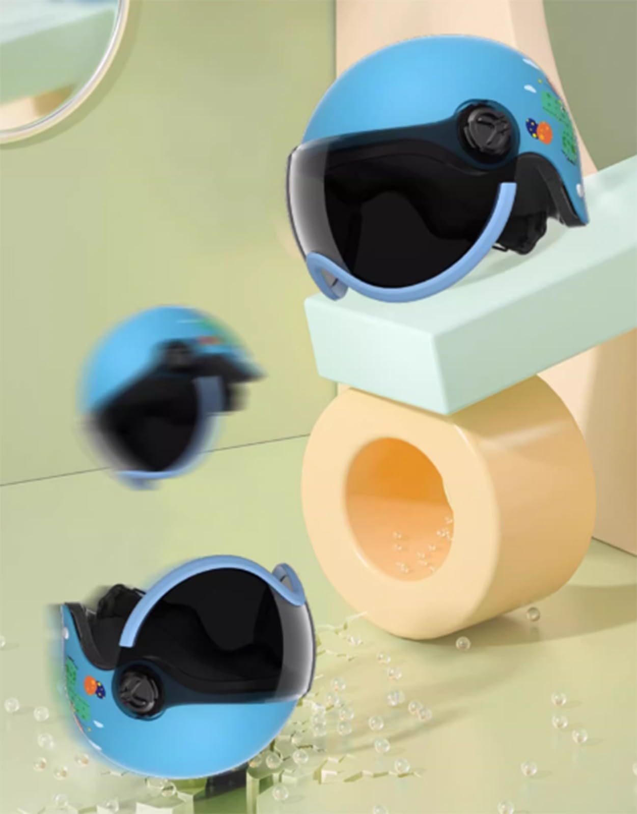Cascos De Motocicleta De Dibujos Animados para Niños, Bonitos Cascos De Cuatro Estaciones con Visera Solar para Jóvenes Ciclomotor ATV Cruiser Scooter Casco para Niño Y Niña B,M48-54CM