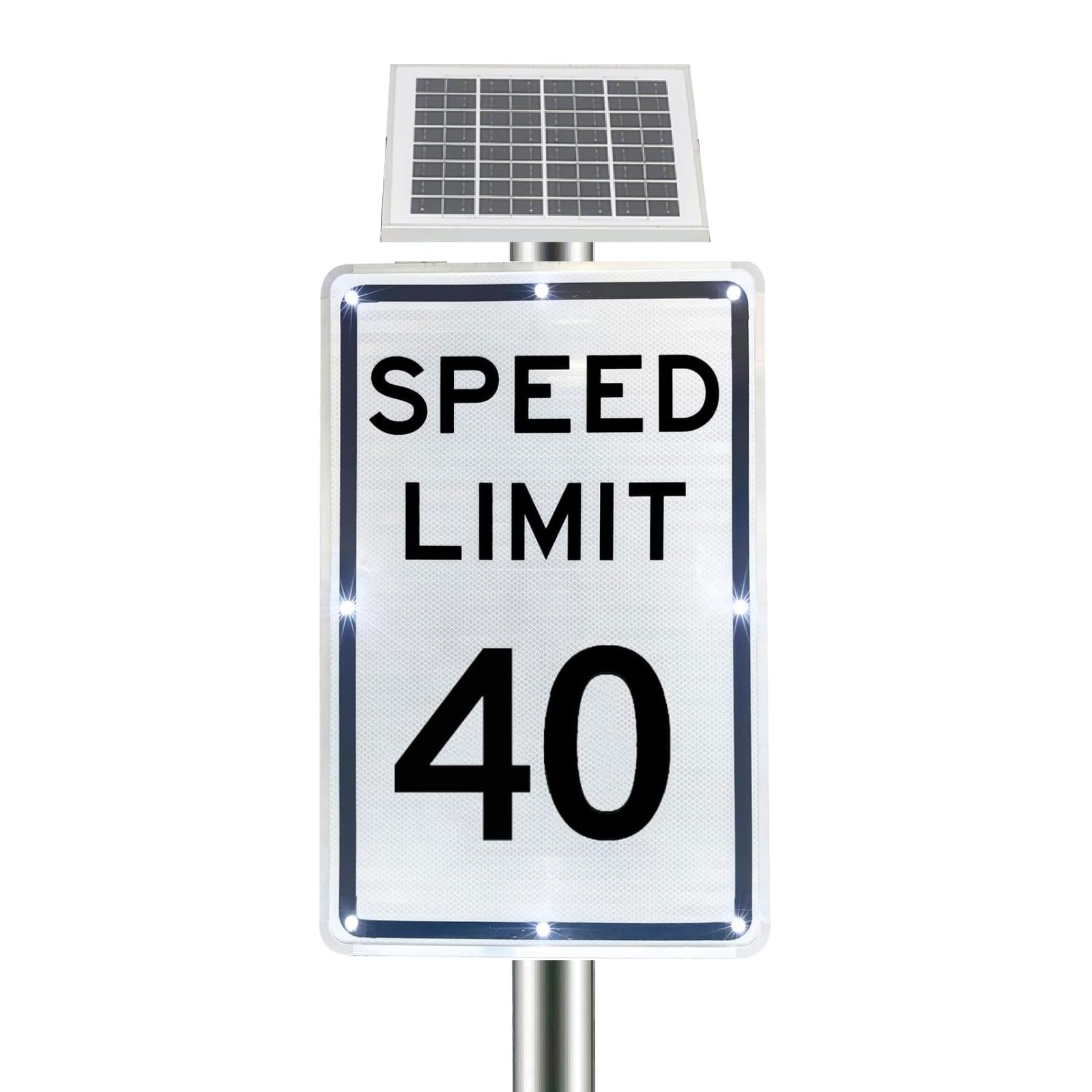 Cartel LED de Límite de Velocidad Alimentado por Energía Solar Parpadeante, Cartel LED de Límite de Velocidad, Números Personalizables, Alta Visibilidad Día/Noche 40