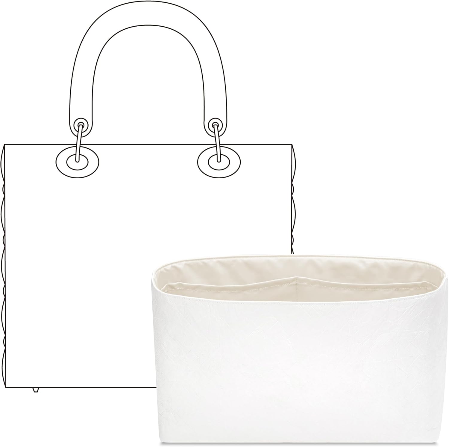 Purse Organizer Insert for Dior Lady Handbag, Custom Fit Inside Premium Craie Lightweight WaterResistant Tote Bag Insert