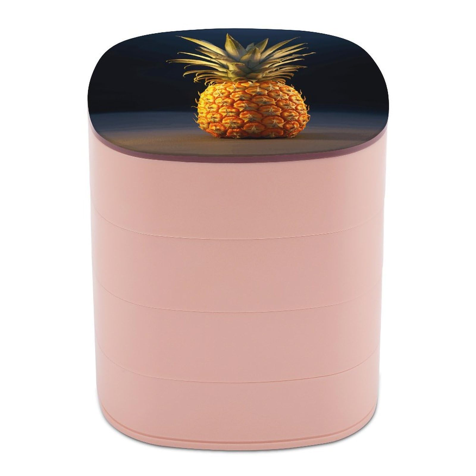 JTREHY Pineapple Fruit Jewelry Box 4-Layer Covered Rotating Jewelry Storage Box Large Capacity Storage Boxes Portable Jewelry Case for Bracelets Earrings Necklace