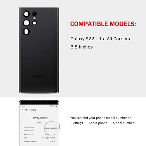 Miniatura 3 de Compatible con Samsung Galaxy S22 Ultra - Carcasa trasera de repuesto de 6.8 pulgadas, SM-G908, todos los portadores con manual de instalación + kit
