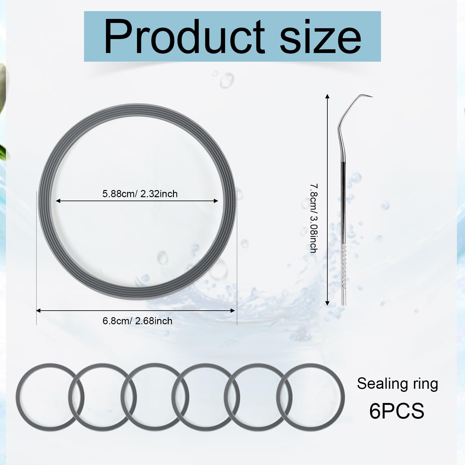 6 Guarnizioni In Silicone Per Borraccia Owala FreeSip 19/24/32/40oz + Uncinetto - O-ring Di Ricambio, Diametro 6,8cm