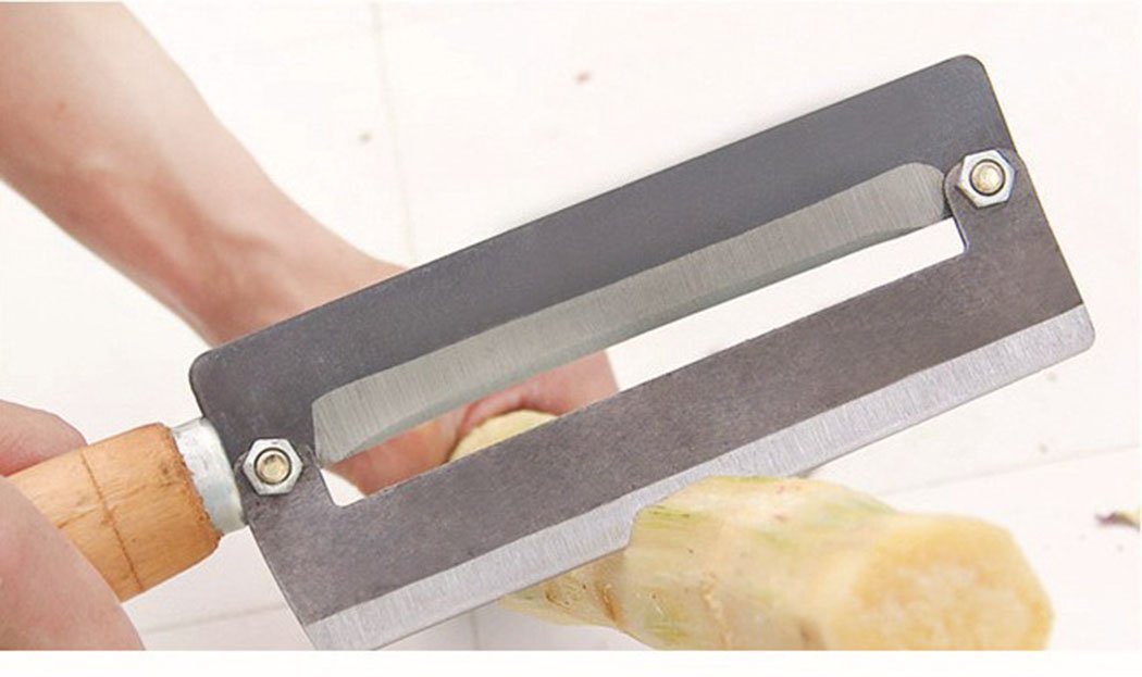 Ramkuwar Steel Sugarcane Peeling Knife Manual Sugarcane Peeler Cutter with Non-Slip Wooden Handle (1 Piece)