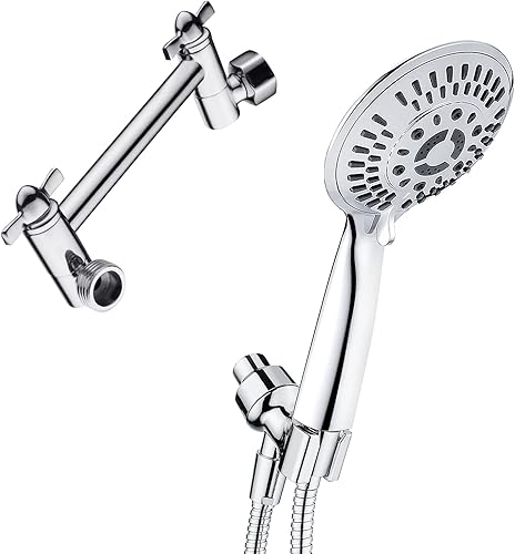 BRIGHT SHOWERS Juego de cabezal de ducha de mano con 9 ajustes de pulverización de alta presión con brazo de extensión de cabezal de ducha de 5